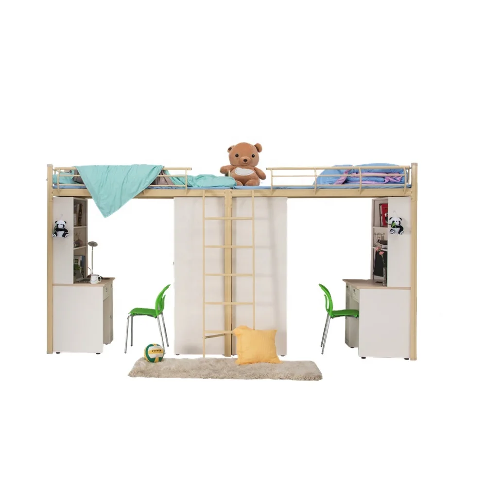 Professional metal frame Bunk Bed with chair and computer desk School Furniture Dormitory Double Bunk Bed with Study Table