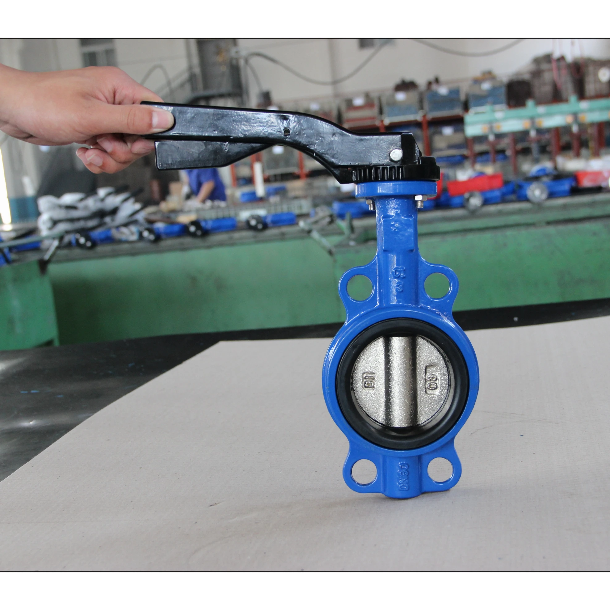 ductile cast iron 4 inch pneumatic actuator wafer butterfly valve