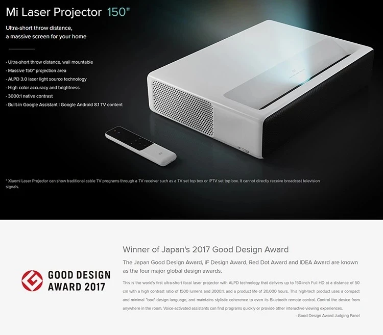  Лазерный проектор Xiaomi 150 дюйма Full HD 4k
