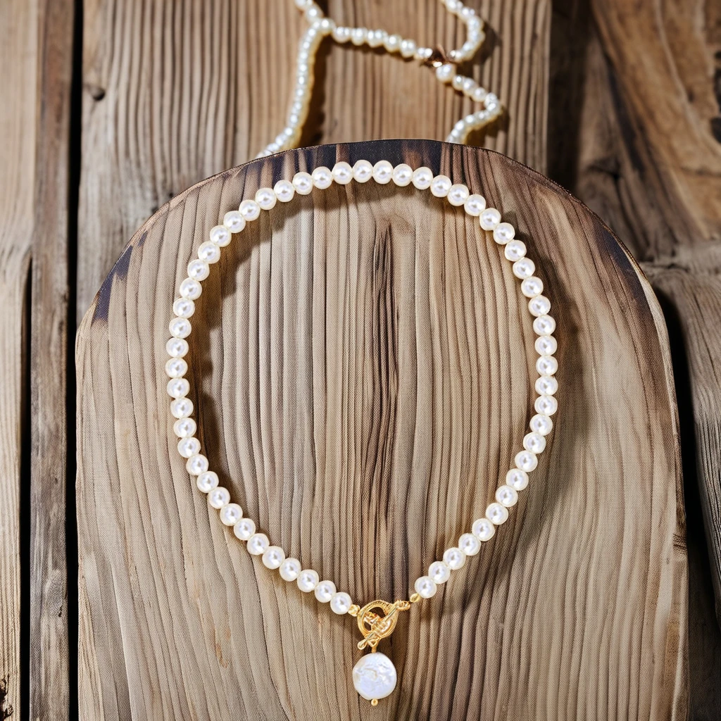 KXL00166 18K Gold Plated Beaded Ball Chain Freshwater Pearl Men/Women Tarnish Free Necklace For Girls Custom Accessories Jewelry