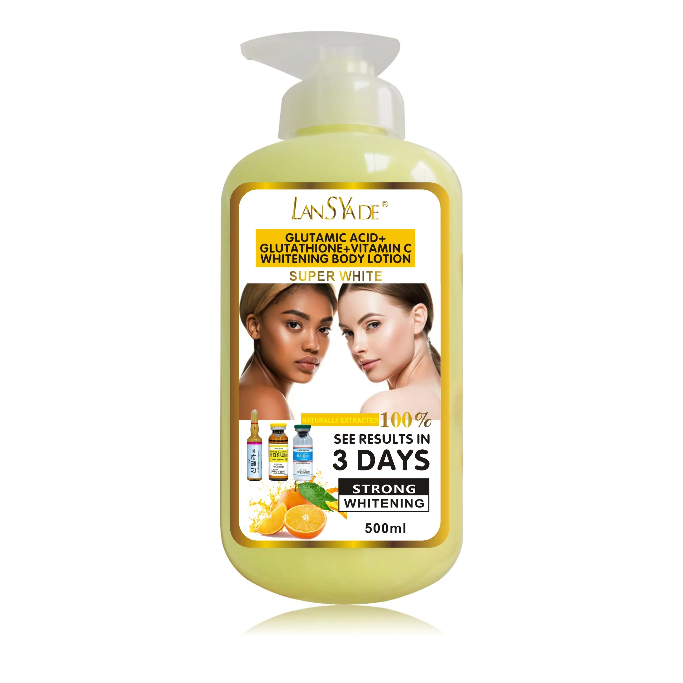 Wholesale OEM Gluta Acid Nourish Skin Lotion Vitamin C Brightening 3 Days Strong Bleaching Darkspot Body Whitening Lotion