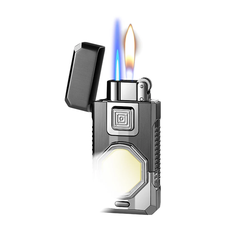 New Arrival Cigar Cigarette Lighter Smoking Accessories Switchable Flame COB Flash Light Windproof Portable Torch Lighters