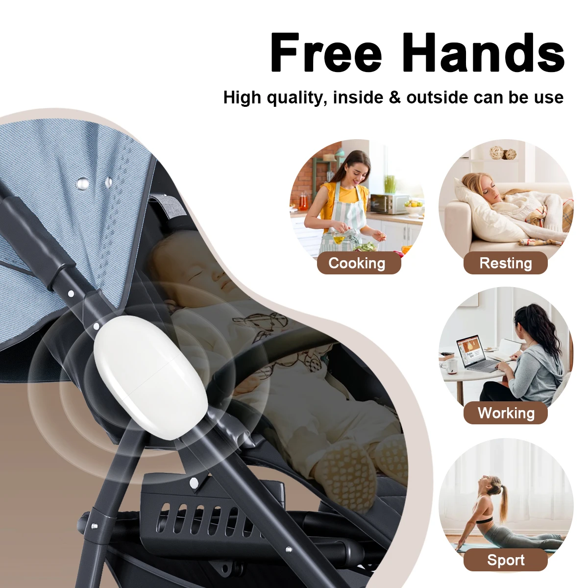 Baby Rocker Rocks for Stroller, Chairs, Pram, Pushchair or Buggy Baby Rocker Electric Automatic Swing Mother Baby Care Products