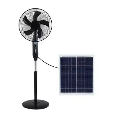 Wholesale 16 Inch 12V Solar Fan Solar Powered Rechargeable Fan Pricece Cheap Stand Solar Fan with Panel and LED Light