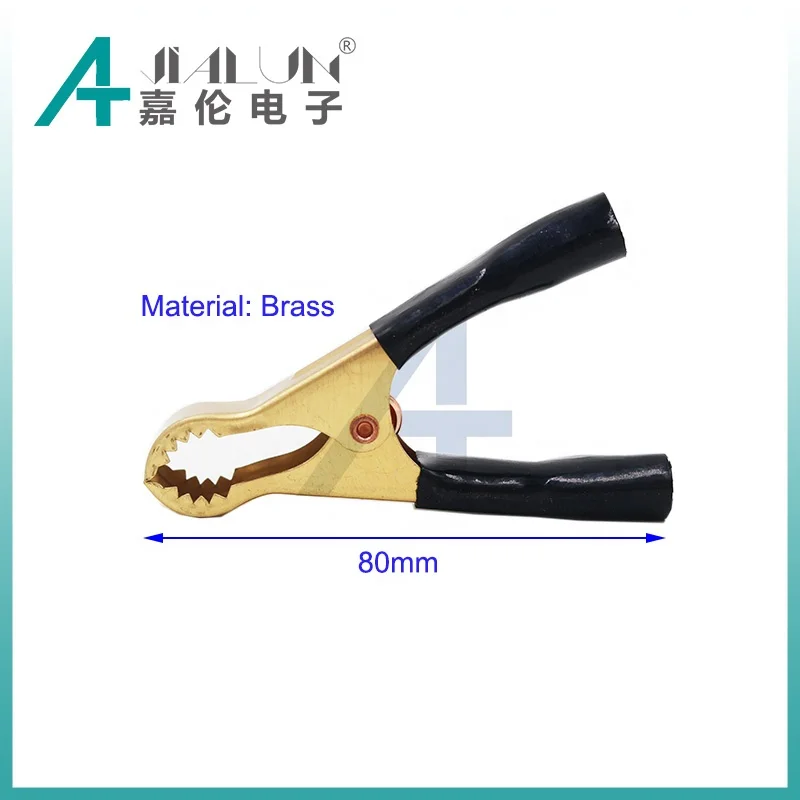 JIALUN 80MM 50A Safety Black Red Alligator Clips PVC Insulated Crocodile Battery Clips