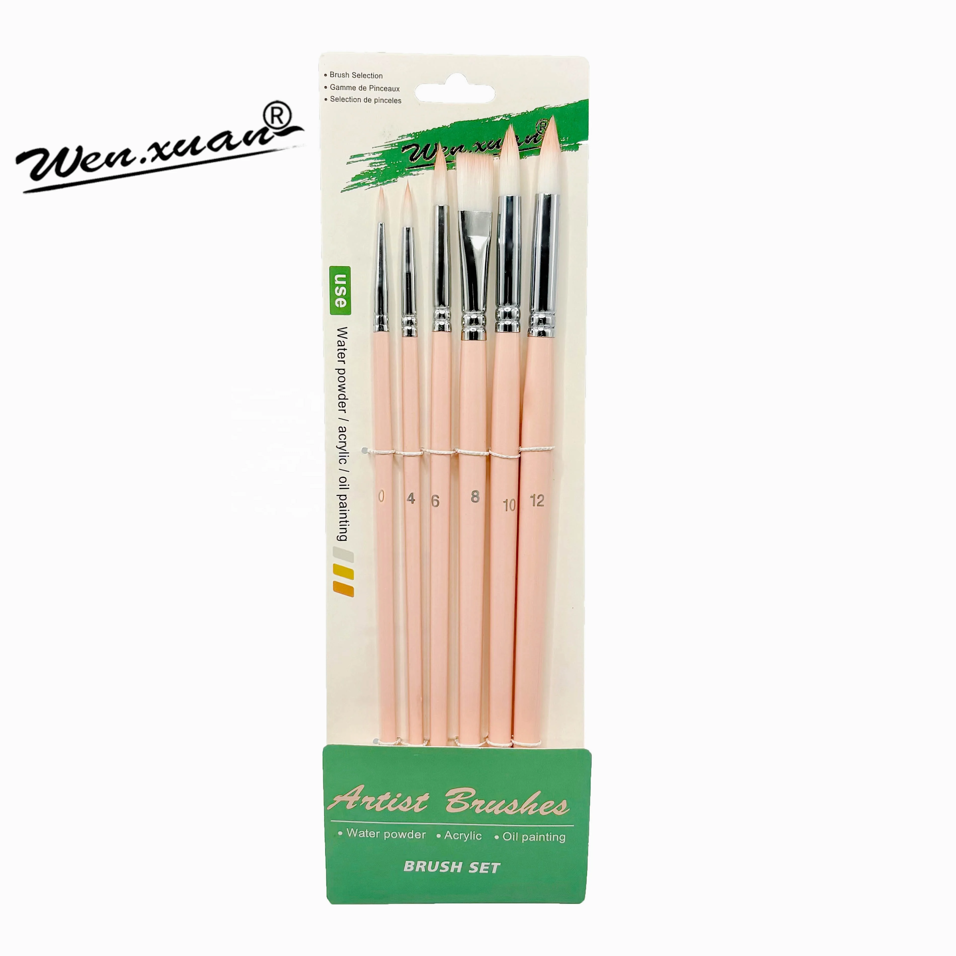 6-Piece High Quality Brush With Gloss Paint Synthetic Nylon Hair Paint Brush Set for Acrylic Drawing Brush