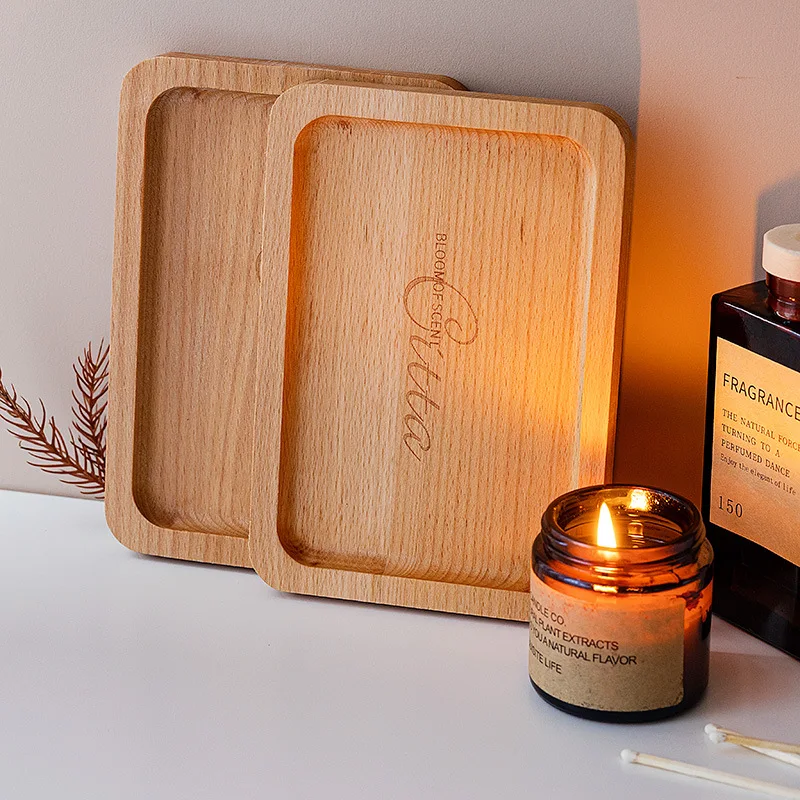 
Delicate candle accessories glass pillar holder wooden candle stand tray for scented soy candles jar for wedding decor 