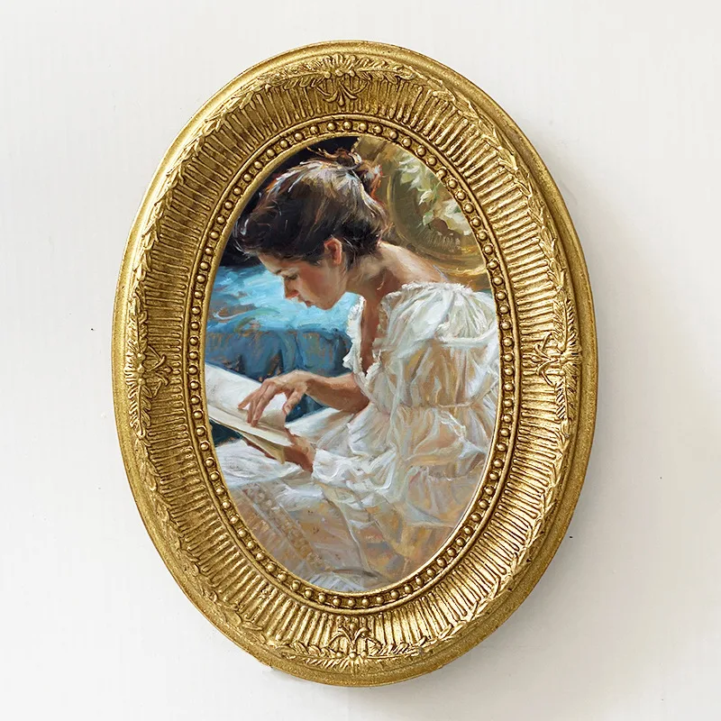 American rustic pastoral farmhouse oval texture craft resin photo frames