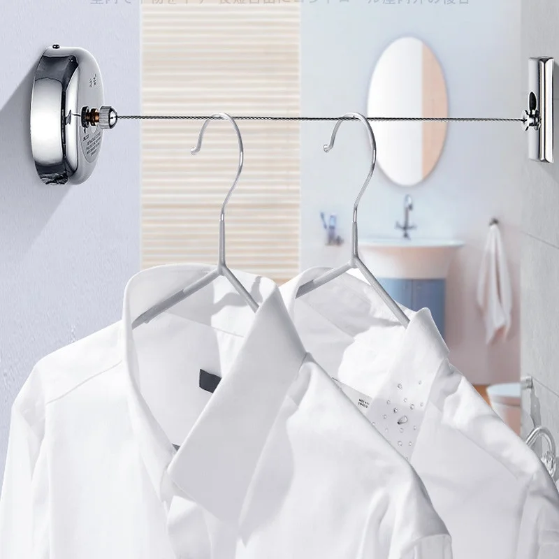 Round Retractable Clothesline Tightener Stainless Steel Clothesline with Adjustable Stainless Steel Cloth Rope String