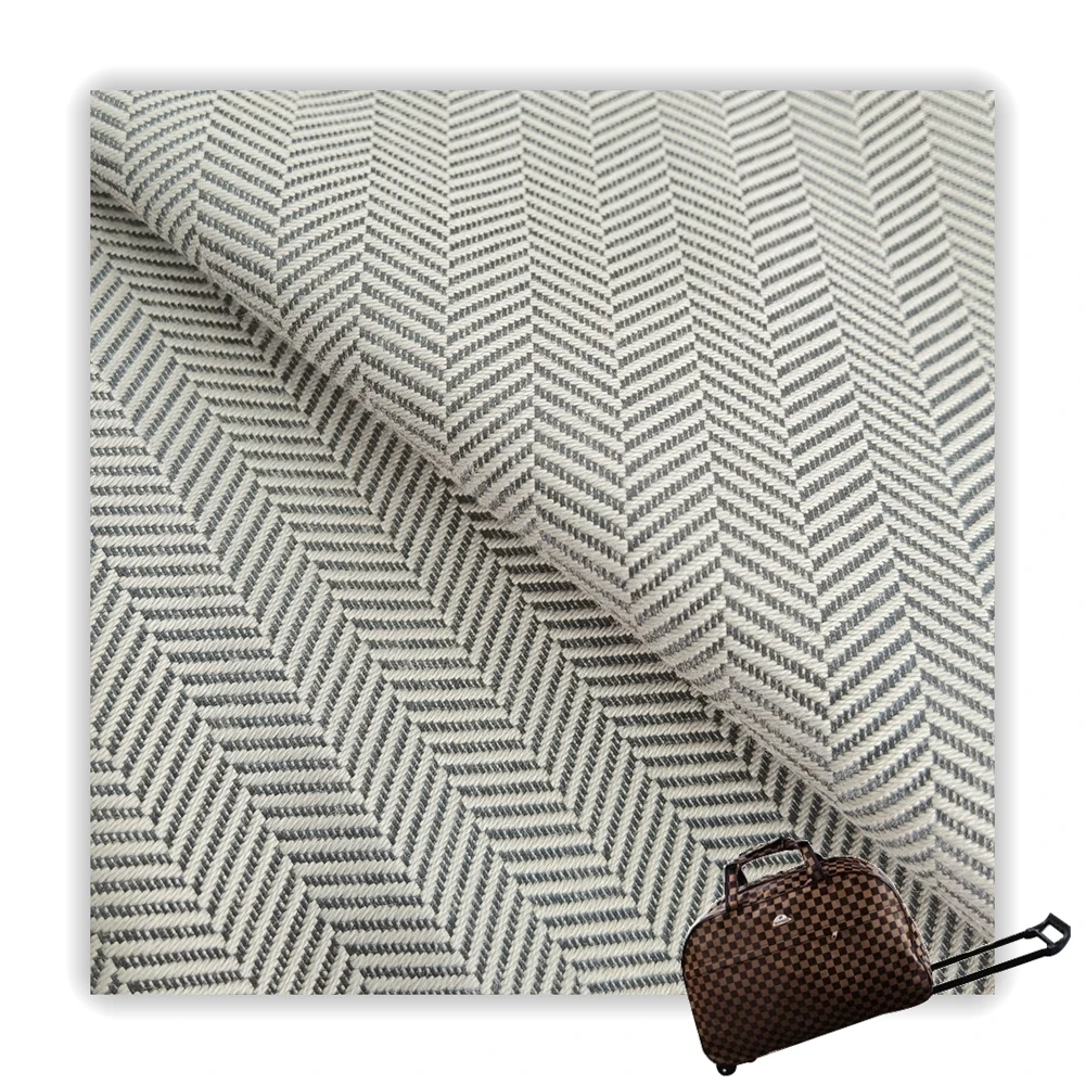 Wholesale Factory Supplier 100 Polyester Two-Tone Herringbone Diagonal PVC Coated Fabric For Luggage