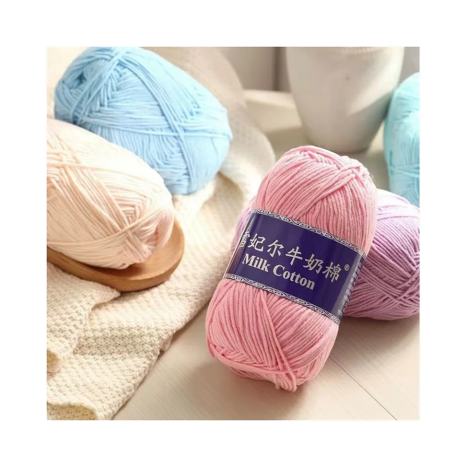 Wholesale Various Colors Hand Knitting Baby Yarn Bulk 5ply 100g Milk Cotton Yarn for Crochet