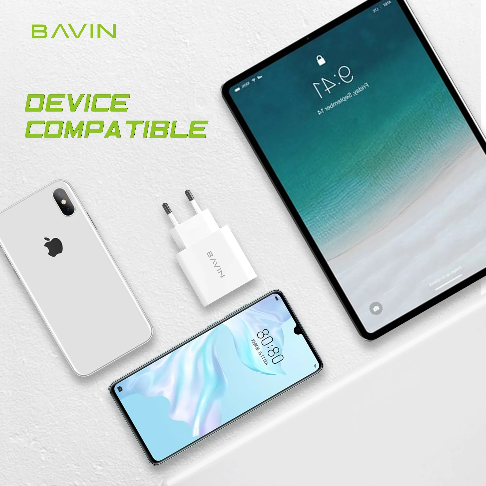 BAVIN PC590Y top selling products 2.4A charger with micro cable EU plug 2USB mobile charger for iphone android phone charger
