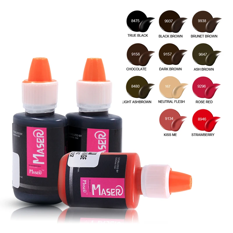 Biomaser Factory Supply 10ml/pc Maser Permanent Makeup Pigment Tattoo Pigments Eyebrow Lips Eyeline Microblading Ink Pigments