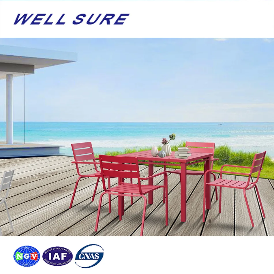 High Quality Metal Aluminum Hotel Home Luxury Dining Room 4 Chairs Dining Table Set