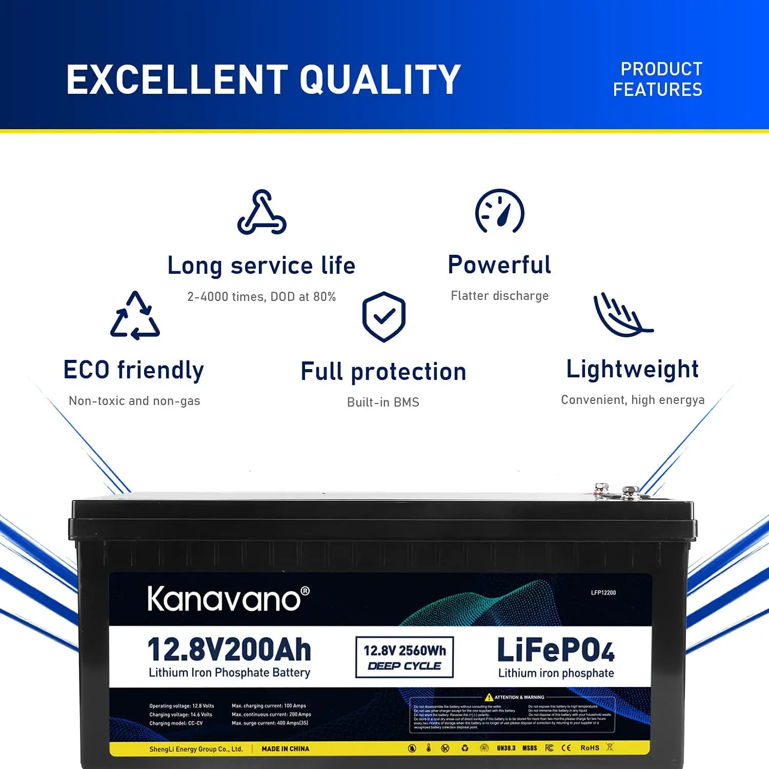 Excellent quality rechargeable lifepo4 12v 200ah lithium ion battery for solar system etc.