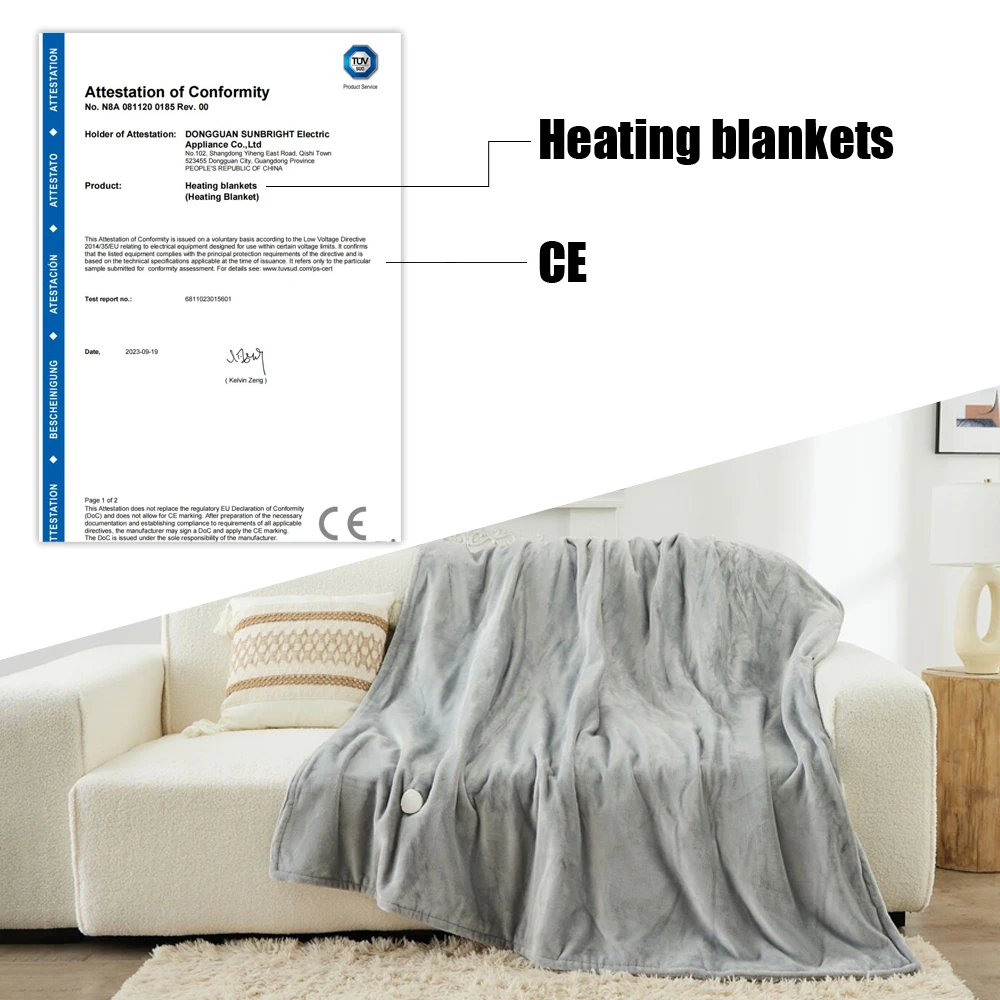 SAA CE approval 9 heating settings oem flannel Sherpa fleece electric heated blanket for winter