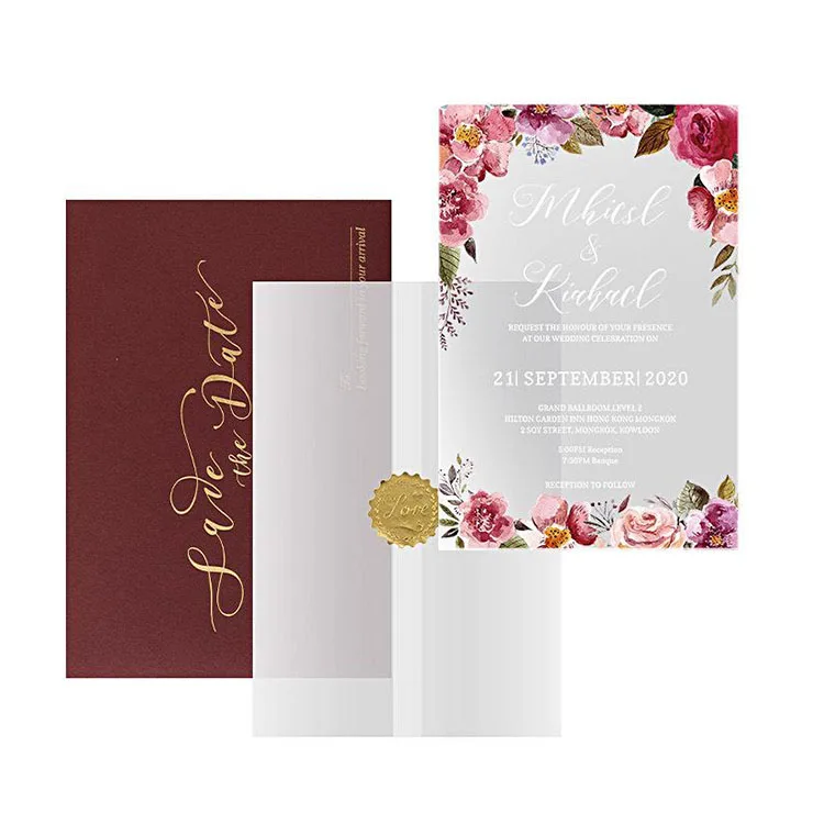 Creative Custom Engraved Acrylic Wedding Invitations Cards