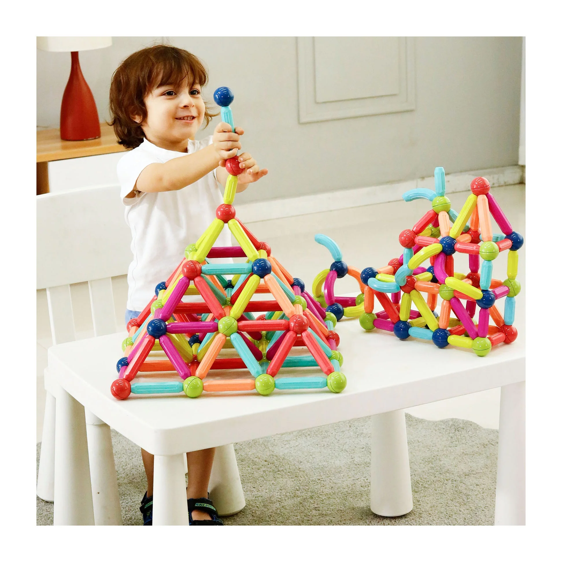 kids magnetic stick building blocks set diy magnet sticks and  balls and rods set toddler stem sticks toy for kids