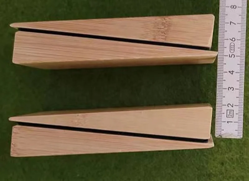 Under door draft stopper Natural Wood Bamboo Triangle Board Door Stopper with Non-Slip Rubber