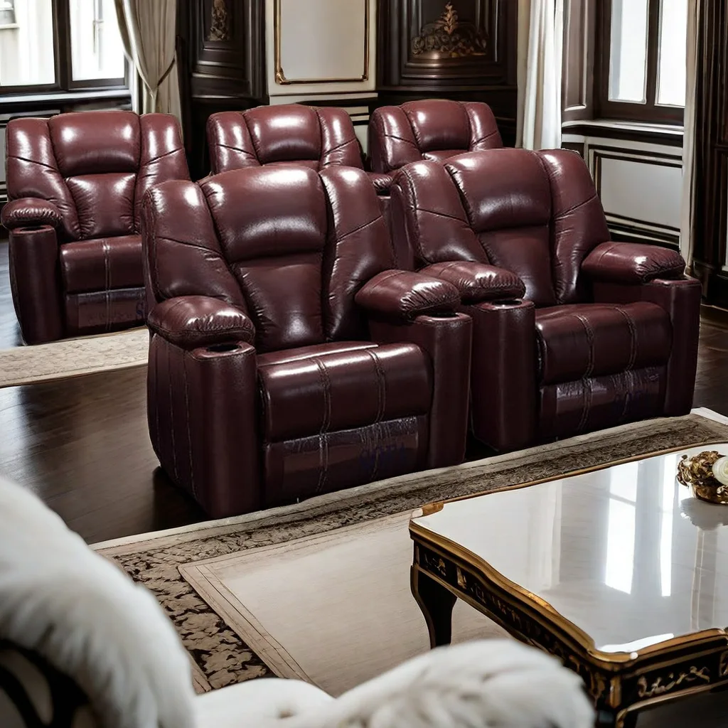 Современное Электрическое Кресло для домашнего кинотеатра мебель из натуральной кожи с массажным элементом деревянная рама набор сидений театра