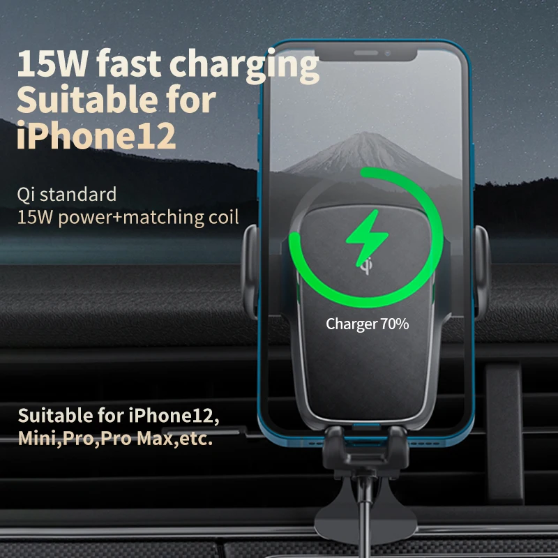 YTGEE 2021 New Mini 15w Qi Fast Charging Automatic Car Mount Wireless Charger For Iphone Samsung