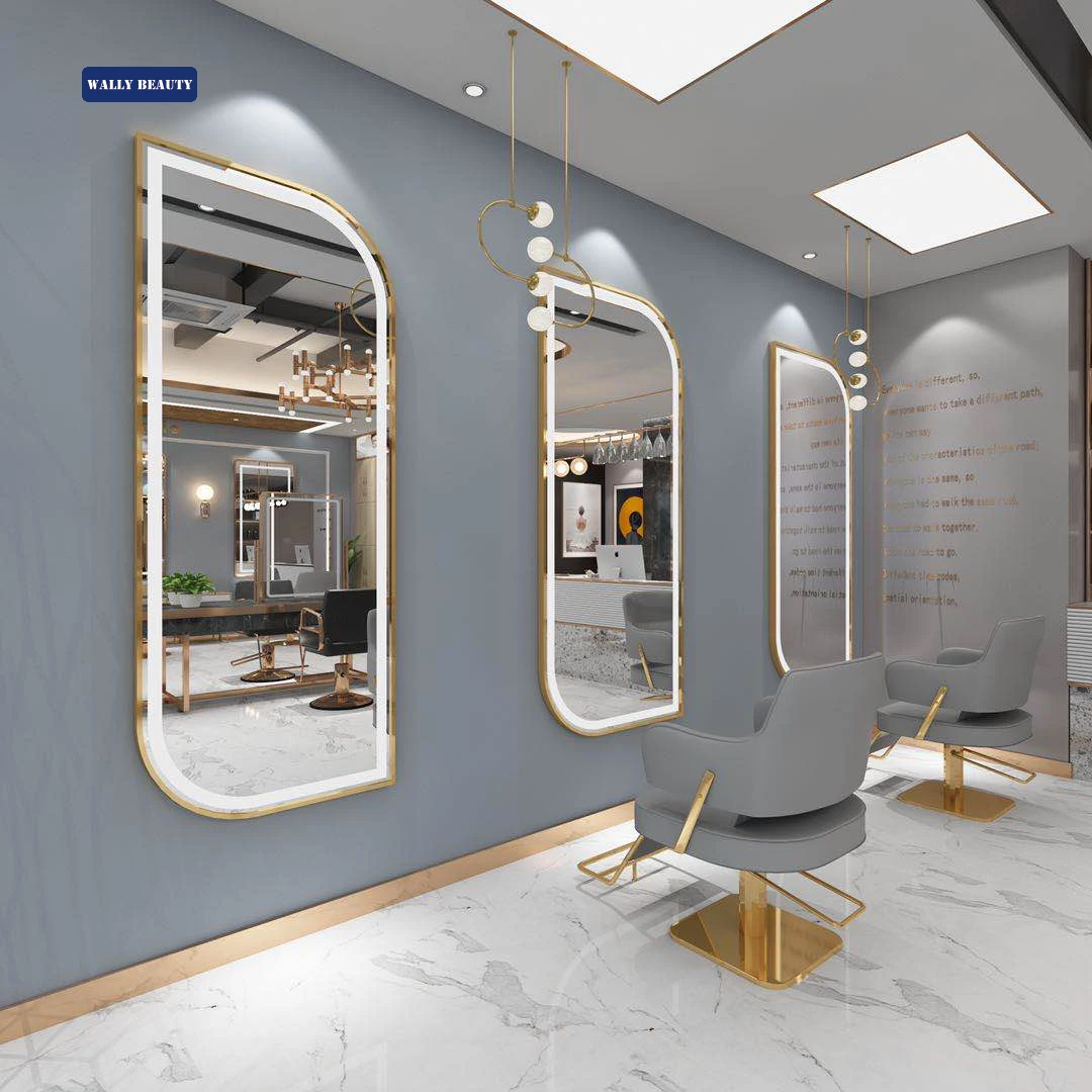Wallybeauty Hairdressing salon styling stations led lighting salon mirror station
