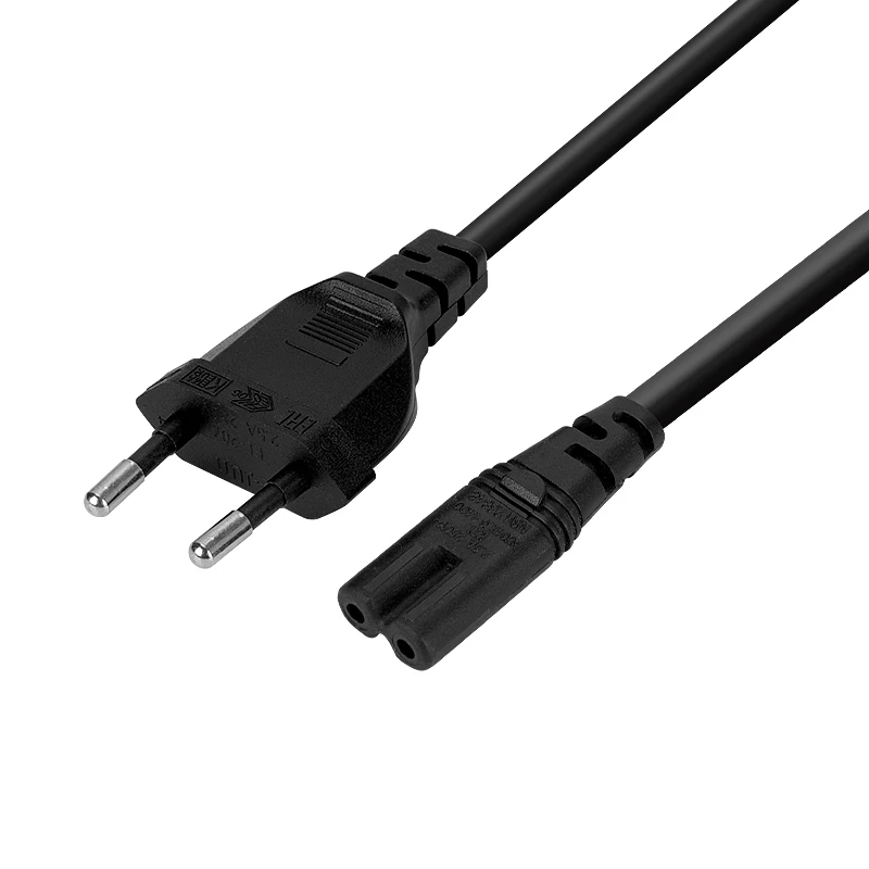 CE EU Laptop Power Lead fused Wire Cord 2 Pin Plug Cable copper 2 pin pc laptop computer monitor ac cord
