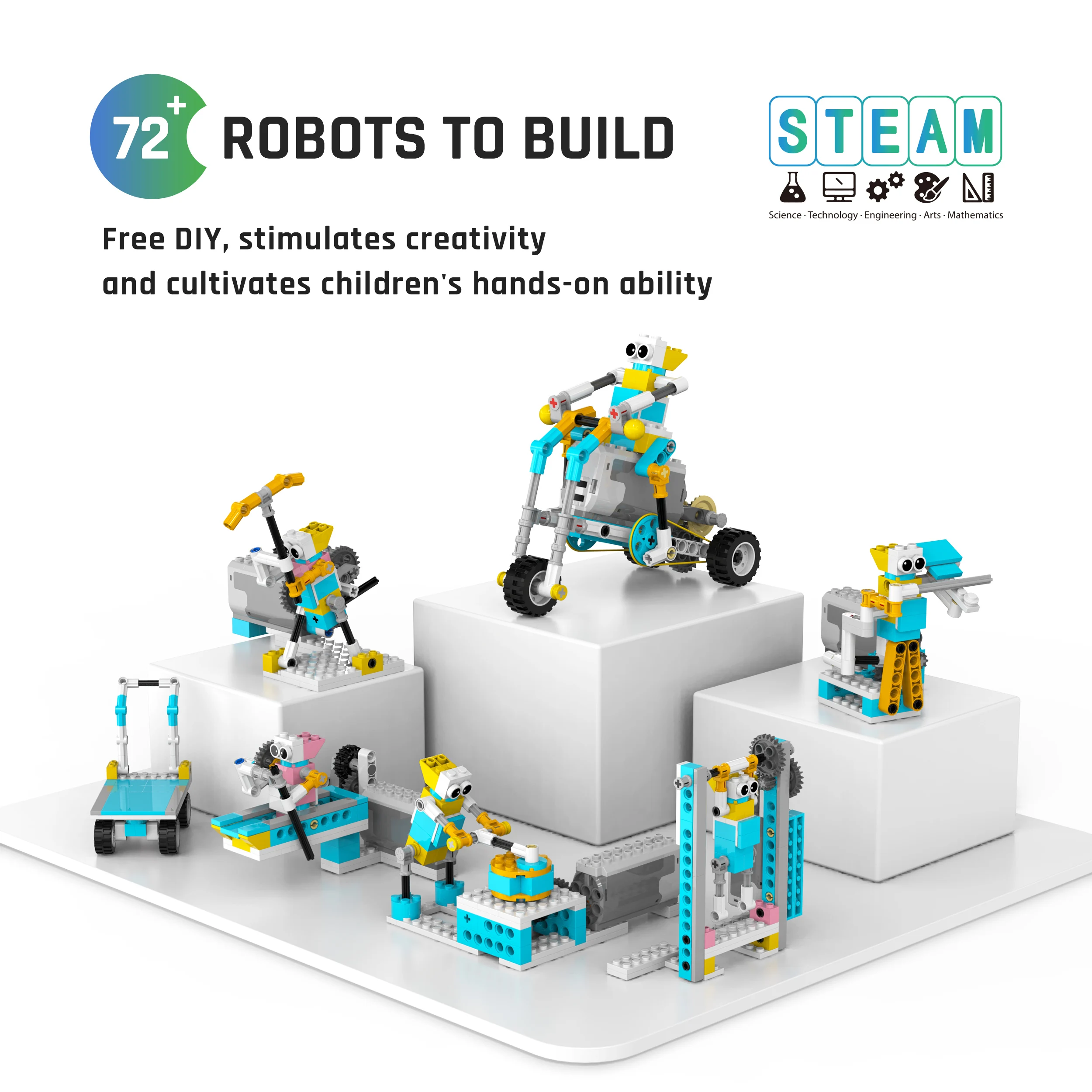 makerzoid Smart Robot 72-in-1 Educational Learning Kit Toy, DIY Creative Building Blocks Toys for Kids 6+ Years Old