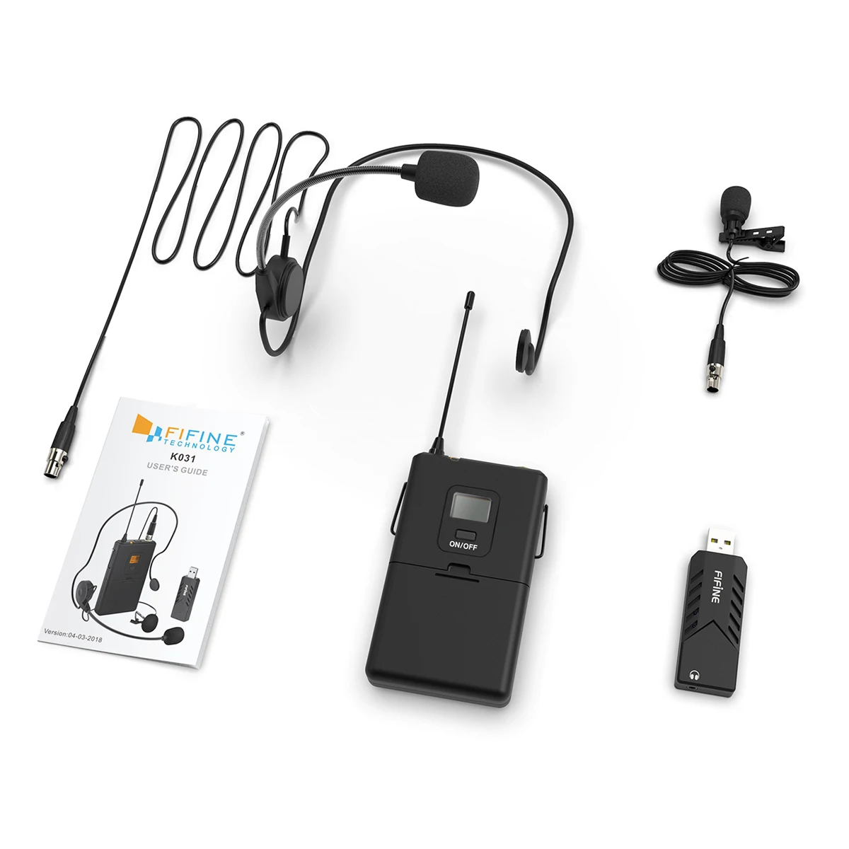 FIFINE Wholesale Cordless Microphone With Receiver K031B Condenser Microphone Capsule Electret Condenser Microphone