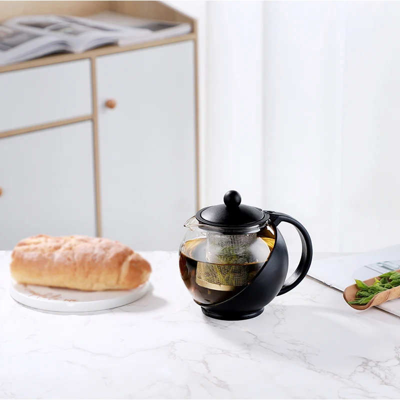 Heat Resistant Glass Teapot With Stainless Steel Infuser Heated Container Tea Pot Good Clear Taste Kettle Square Filter Bask