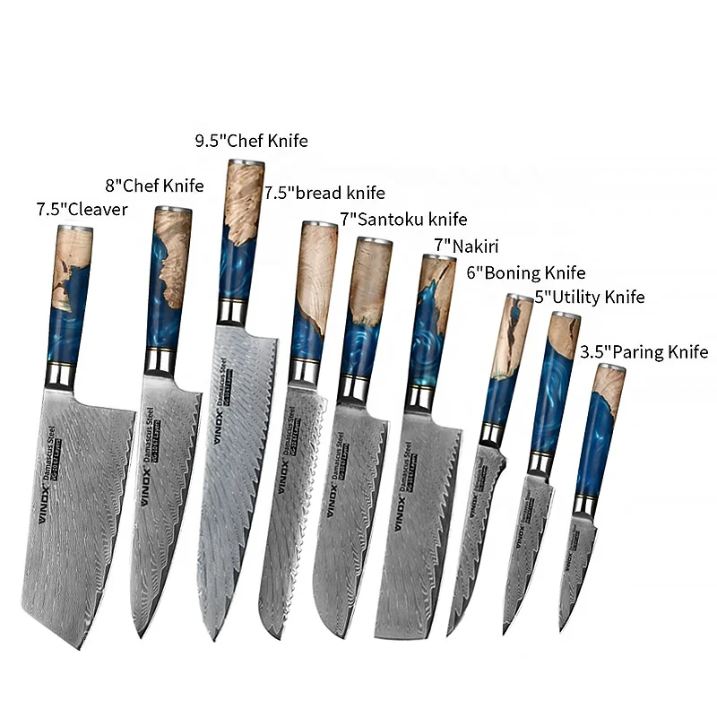 High Quality Resin Handle Damascus Knife Set Chef Cooking VG10 67Layers Japanese Kitchen Knife Sets Japan knife