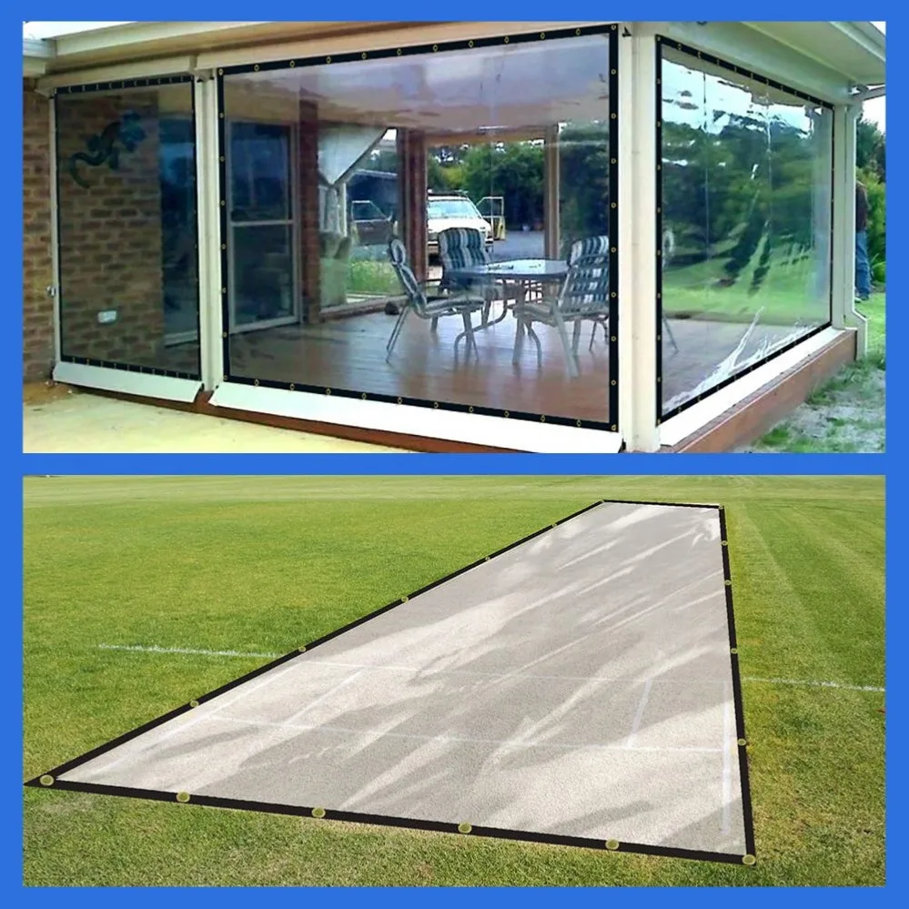 8 x 10 ft Clear Vinyl PVC Tarp Plastic Vinyl Curtain Transparent Patio for Window Sheets Garden Camping Tent Cover Porch Canopy