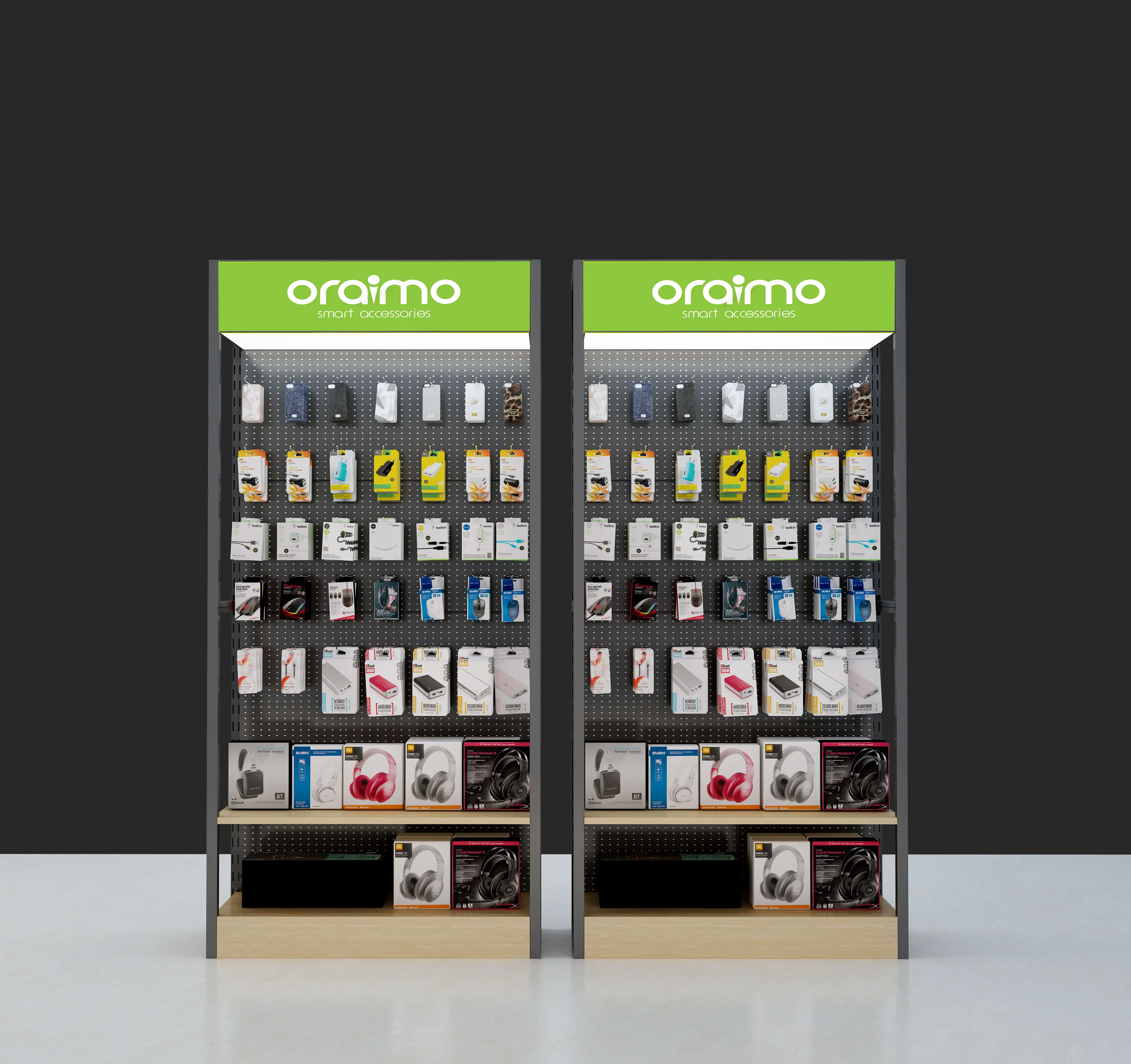 Customized Mobile Phone Accessories Rack Wall Display Cabinet Cell Phone Metal Shelves For Phone Case