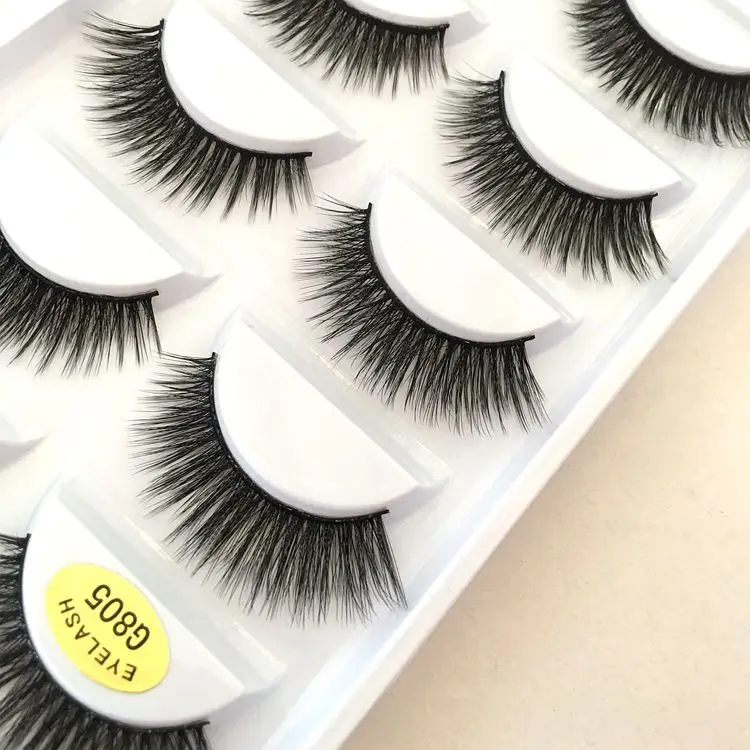 
2021 new Waterproof bushy 3d Mink False eyelash extensions 5 pair Mink Eyelash 