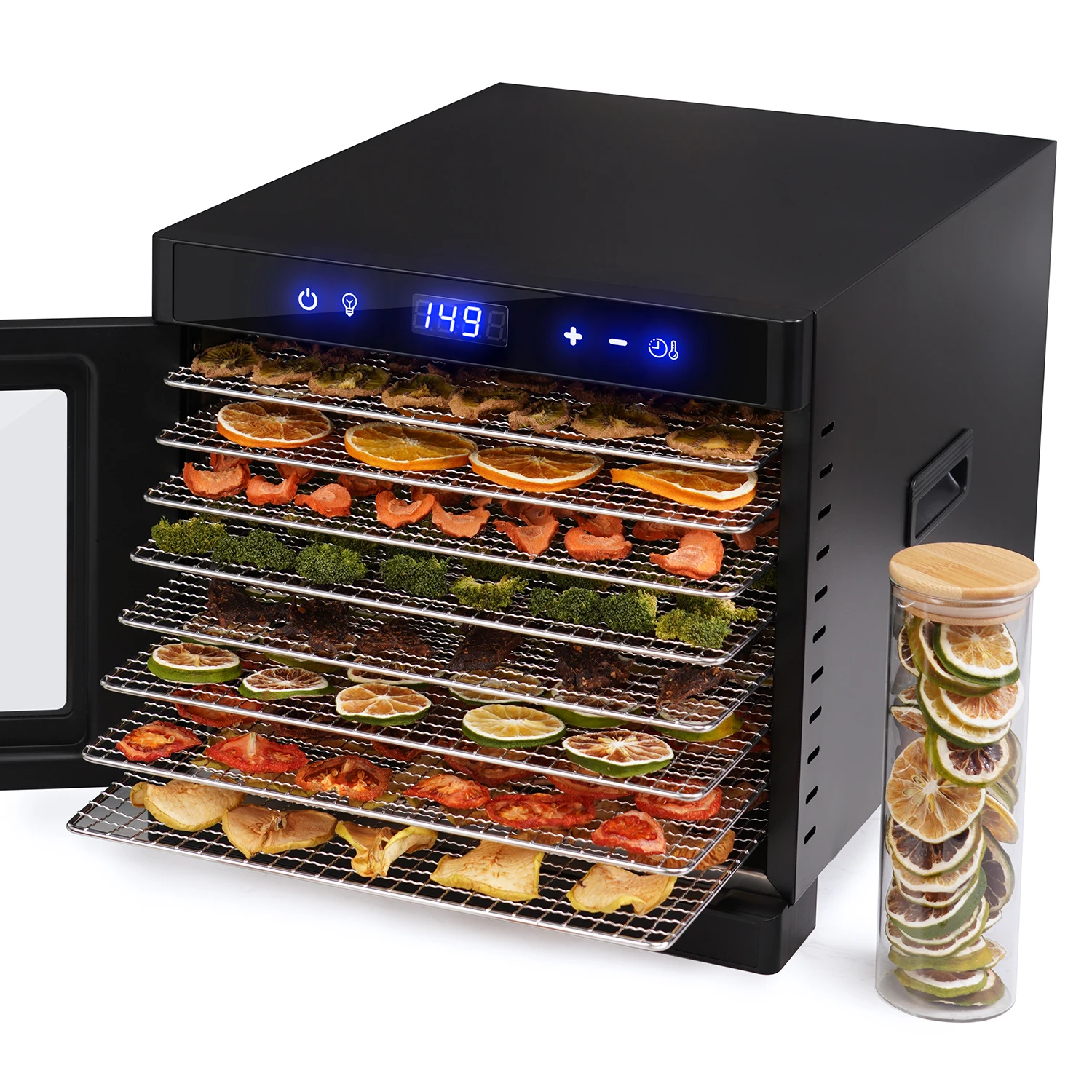 Digital Adjustable Timer Stainless Steel Dehydrator Machine Keep Warm Beef Fruit and To Dry Vegetable Meat Food Dehydrator