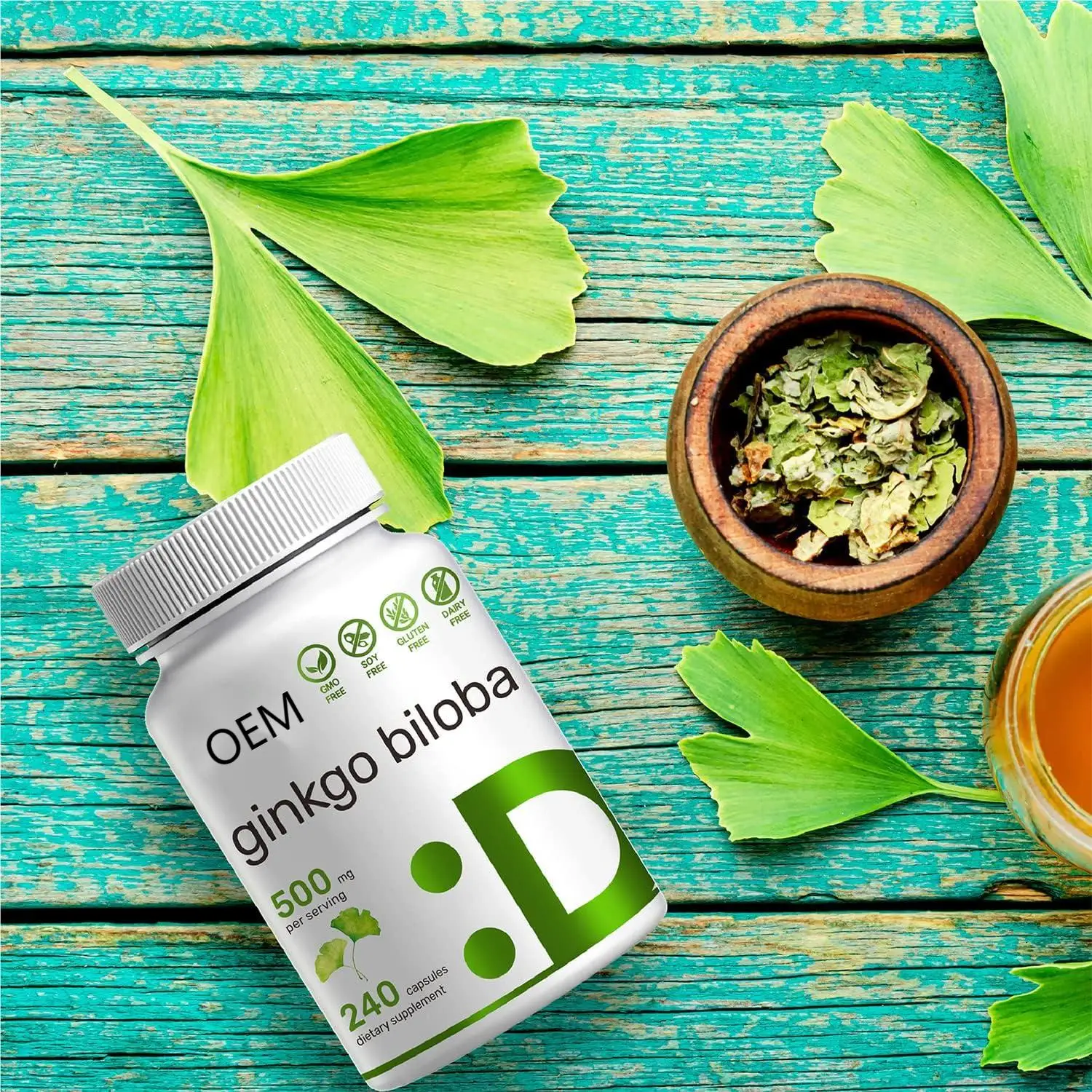 OEM Ginkgo Biloba 500mg capsule health food supports brain and memory function,organic materials