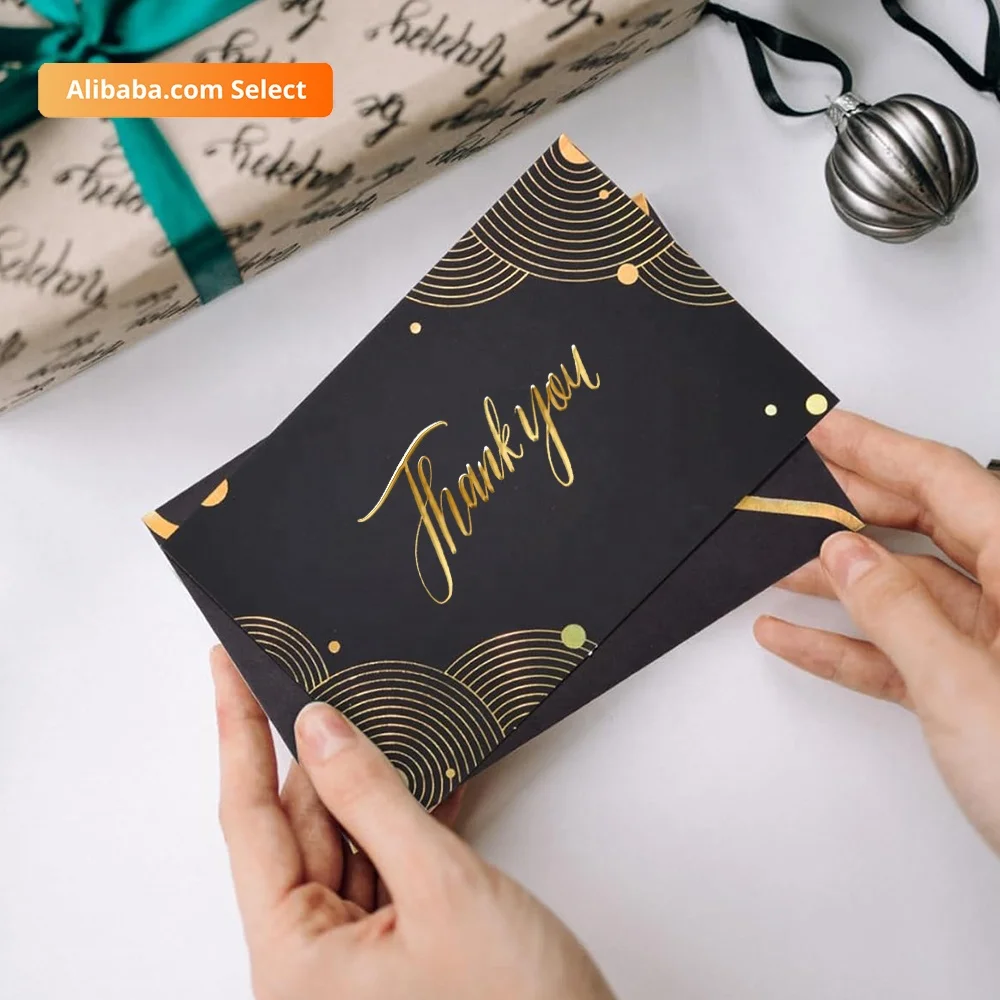 Luxury Custom Logo Card Crystal Code Printing Greeting Card Thank You Card For Wedding Birthday