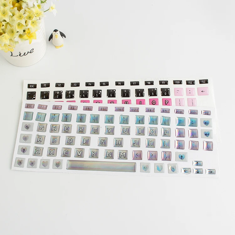 customized logo sheet fluorescent french german keyboard stickers printing for keyboard
