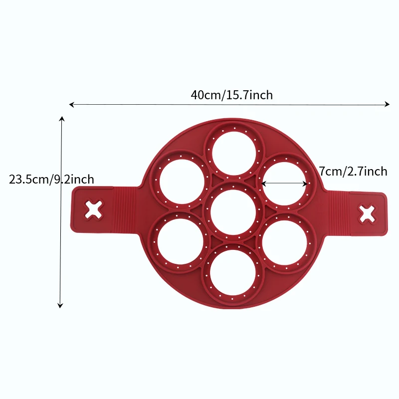 Food Grade High Quality 7 Hole Non-Stick Breakfast Pancake Rings Round Shape Novelty Silicone Fried Egg Mold For Making Cake