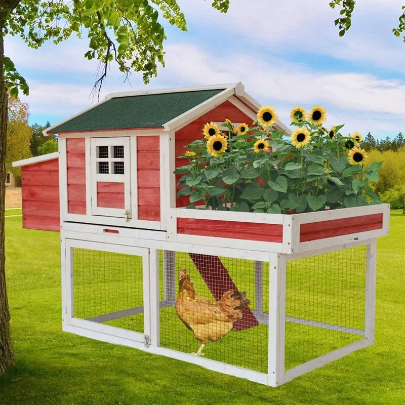 Wooden chicken house with egg crate flower table outdoor garden chicken cage rabbit cat house rain and sun protection pet house