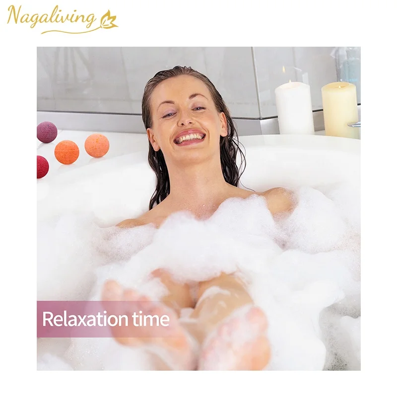 Daily home SPA Clean and Moist Essential Oil Sea Salt Bath Balls OEM Organic bubble Bath Bombs with lavender rose fragrance