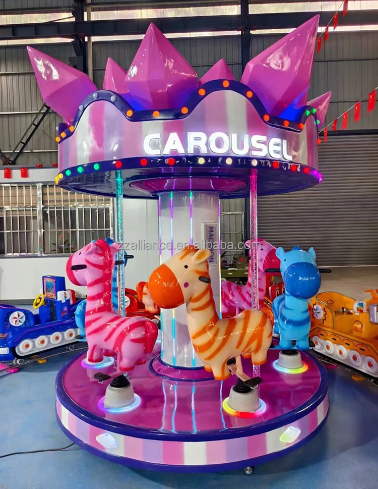 Macaroon Mini Carrousel 6 kids Mechanical Ride 6 Seats Carousel Merry Go Round Kids Carrousel For Sale