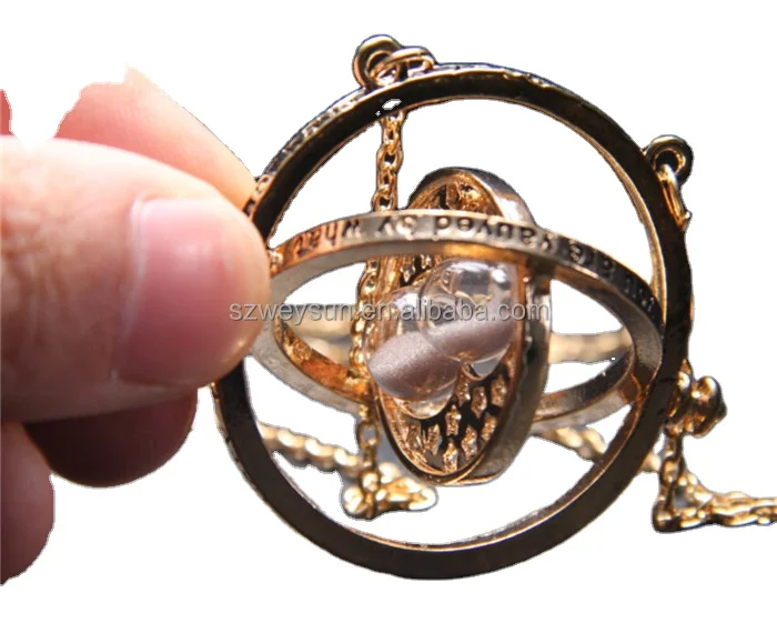 Gold plated time turner necklace hourglass vintage pendant Hermione Granger for women lady girl wholesale
