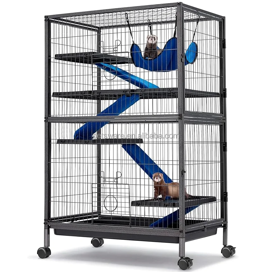 Трубчатая Роскошная большая космическая клетка для особняка для животных с колесиками для перемещения