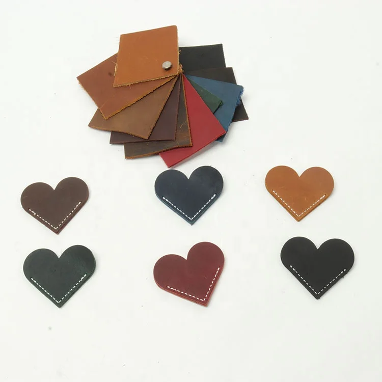 2021 new design crazy horses heart shape genuine leather bookmarks customized leather bookmark