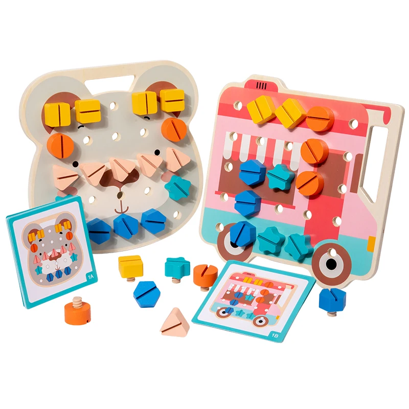 New Wooden Puzzle Children Assembly Montessori Shape Screw Toy Educational Toys For Toddlers Preschool