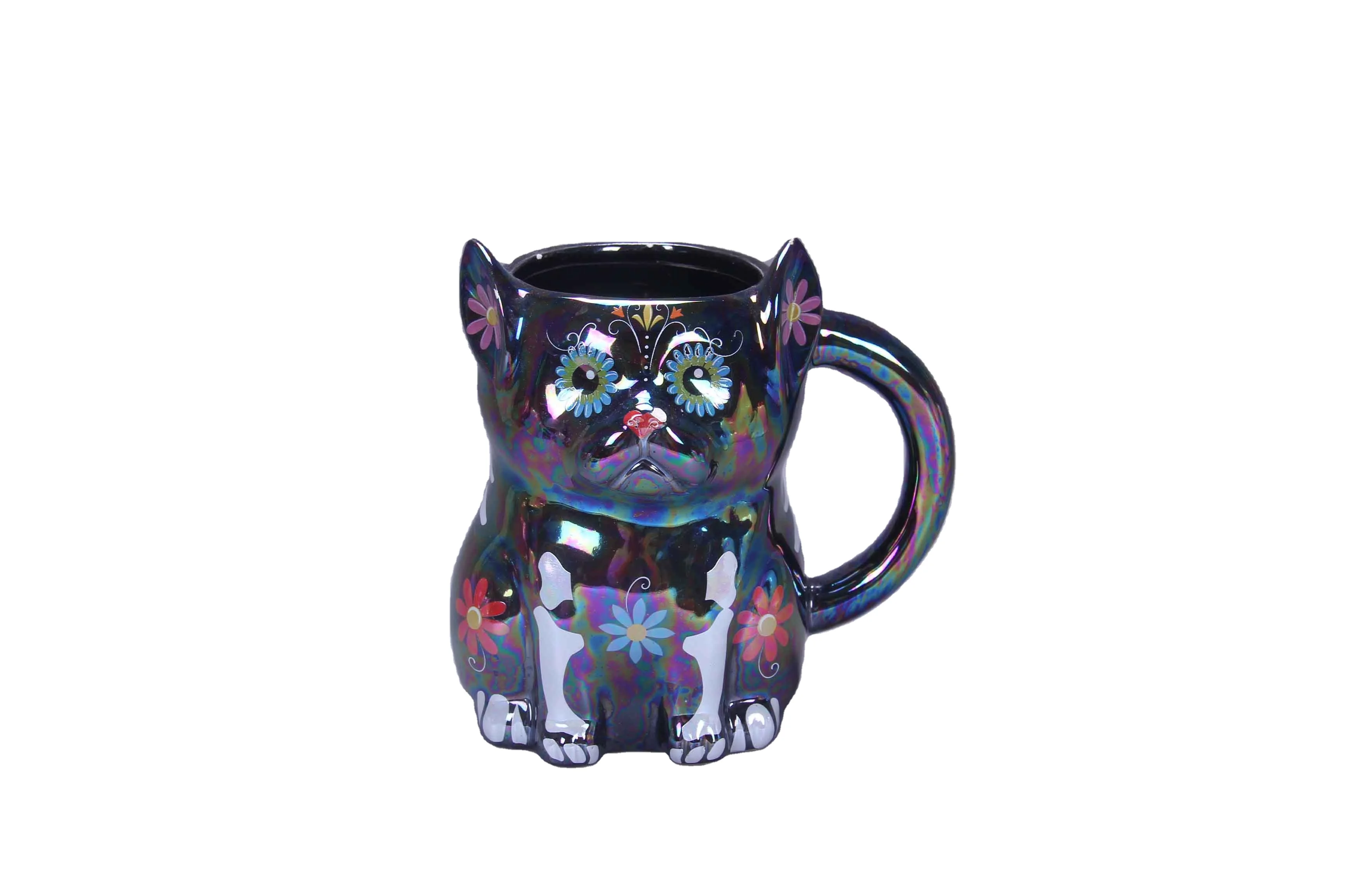 Handmade Minimalist Ceramic and Pottery Mug with Cat Design Funny Handle for Coffee or Tea