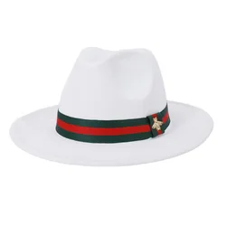 Wholesale Polyester Cotton Vegan Material Fedora Hats For Women Men Party Music Festival Fashion With Bee Decoration Hat Band