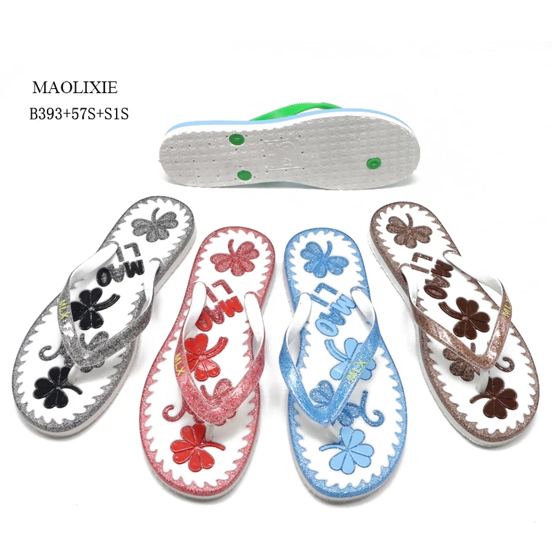 Custom logo promotional fashion wholesale private label flip flops plastic girls flat slippers for women
