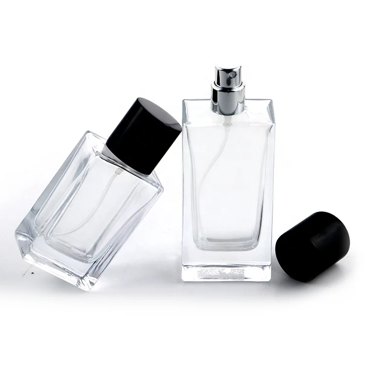 Free Sample Luxury Man and Women 30ml 50ml Square Spray Glass Perfume Bottle Wholesale